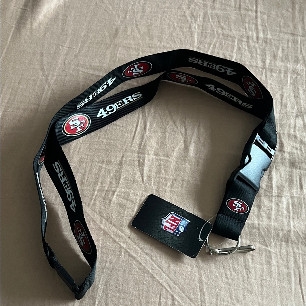 NFL San Francisco 49ers Black Lanyard with Red Logo Accents